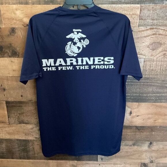 Expert Brand Shirt Marines Logo Graphic Blue White Short Sleeve Medium - Picture 7 of 8